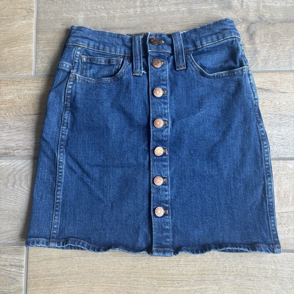 Madewell Denim Mini Skirt Womens 23 Blue Button Front High Waisted A-Line